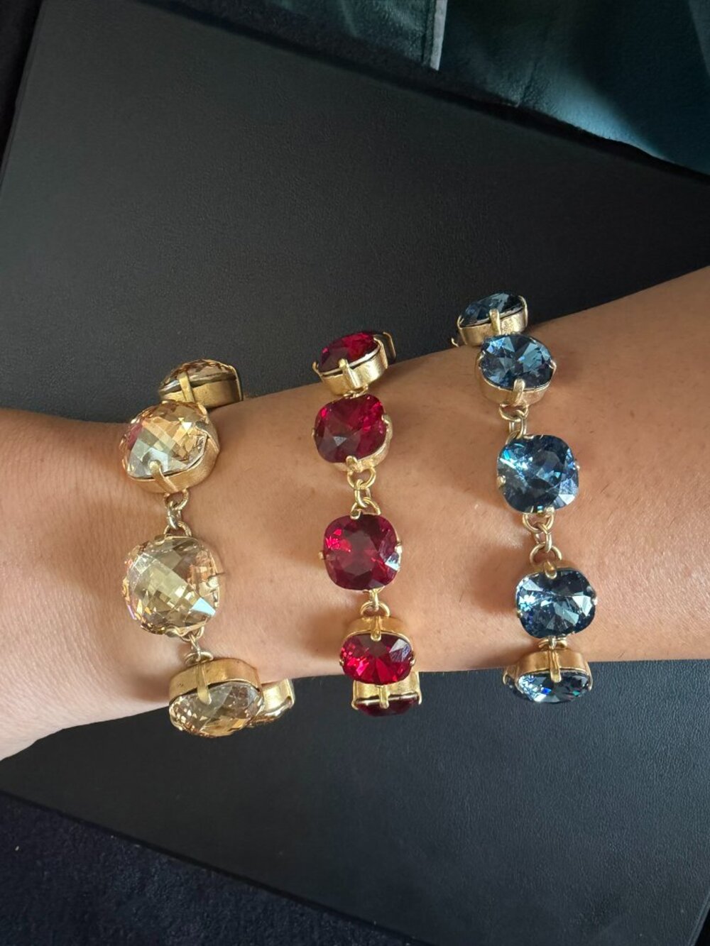 Catherine Popesco XL Champagne Swarovski Bracelet + FREE Earrings - Picture 8 of 10